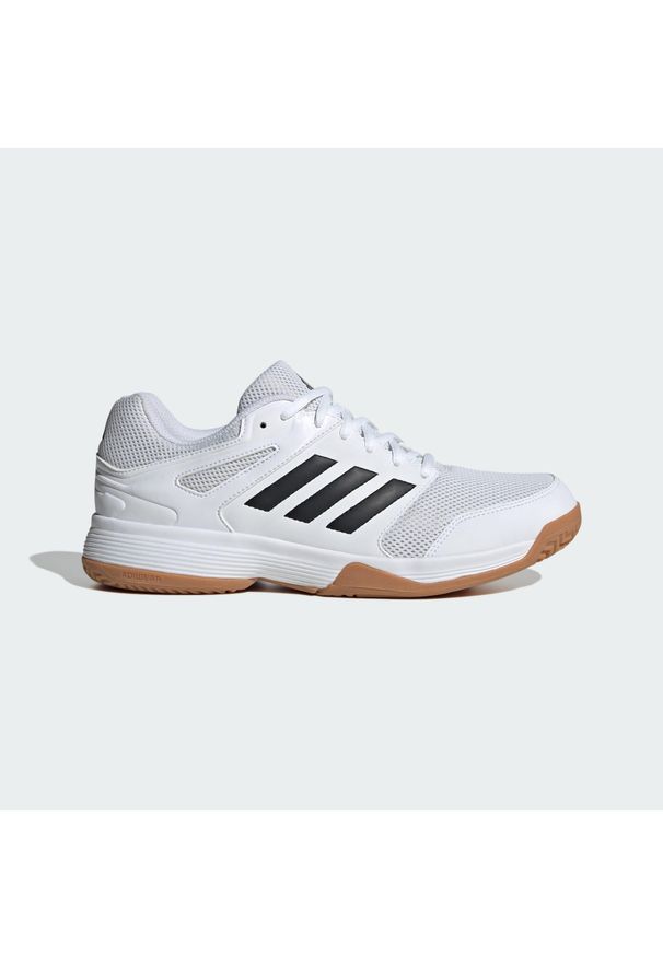 Adidas - Buty Speedcourt IN. Kolor: biały, wielokolorowy, czarny, brązowy. Materiał: materiał. Sport: piłka ręczna, siatkówka