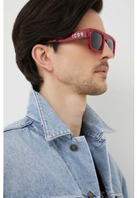 DSQUARED2 okulary przeciwsłoneczne męskie kolor czerwony. Kształt: prostokątne. Kolor: czerwony