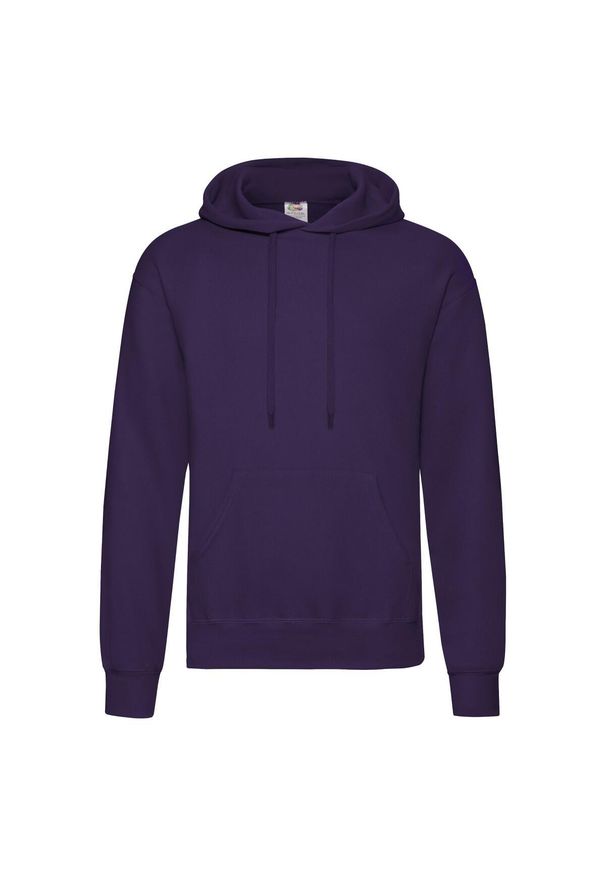 FRUIT OF THE LOOM - Męska Klasyczna Bluza Z Kapturem. Typ kołnierza: kaptur. Kolor: fioletowy