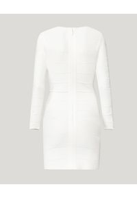 HERVE LEGER - Bandażowa sukienka z długim rękawem. Kolor: biały. Materiał: materiał. Długość rękawa: długi rękaw #6