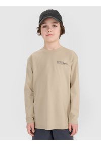 4f - 4F Longsleeve oversize z nadrukiem chłopięcy - beżowy 164 (13-14 lat). Okazja: na co dzień. Kolor: beżowy. Materiał: bawełna, tkanina, jersey. Długość rękawa: długi rękaw. Długość: długie. Wzór: nadruk. Sezon: lato. Styl: klasyczny, elegancki, sportowy, casual