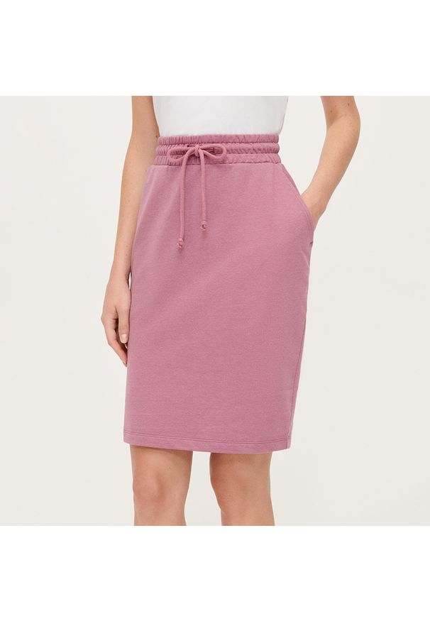 House - Dresowa spódnica mini różowa - Różowy. Kolor: różowy. Materiał: dresówka
