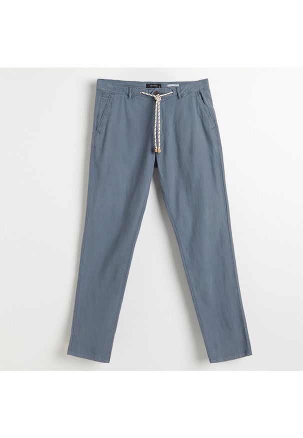 Reserved - Spodnie z organicznego lnu i bawełny - Niebieski. Kolor: niebieski. Materiał: bawełna, len