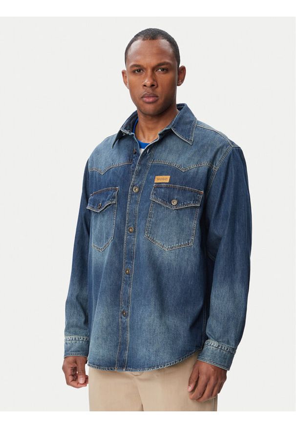 Hugo - HUGO Koszula jeansowa Ebant 50565401 Niebieski Oversize. Kolor: niebieski. Materiał: jeans