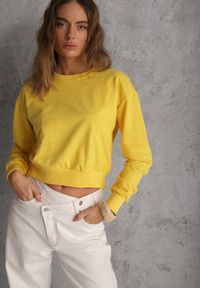 Renee - Żółta Bluza z Bawełną ze Ściągaczami przy Rękawach i w Pasie Alberia. Kolor: żółty. Materiał: bawełna #7
