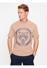 Plein Sport T-Shirt T-Shirt Round Neck Ss Tiger AACC MTK6550 SJY001N Beżowy Regular Fit. Kolor: beżowy. Materiał: bawełna. Styl: sportowy