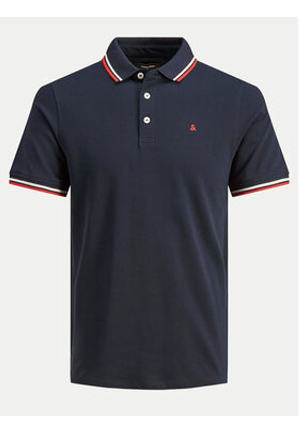 Jack & Jones - Jack&Jones Polo Paulos 12136668 Granatowy Slim Fit. Typ kołnierza: polo. Kolor: niebieski. Materiał: bawełna