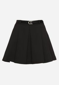 Born2be - Czarna Spódnica Rozkloszowana z Paskiem i Podszewką Imitującą Szorty Rasllia. Okazja: na co dzień. Kolor: czarny. Styl: klasyczny, elegancki, casual #3