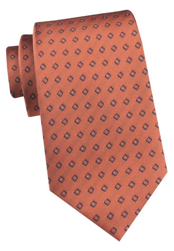 Krawat Męski - Angelo di Monti - Pomarańcz w Groszki. Materiał: tkanina. Wzór: grochy. Styl: elegancki, wizytowy