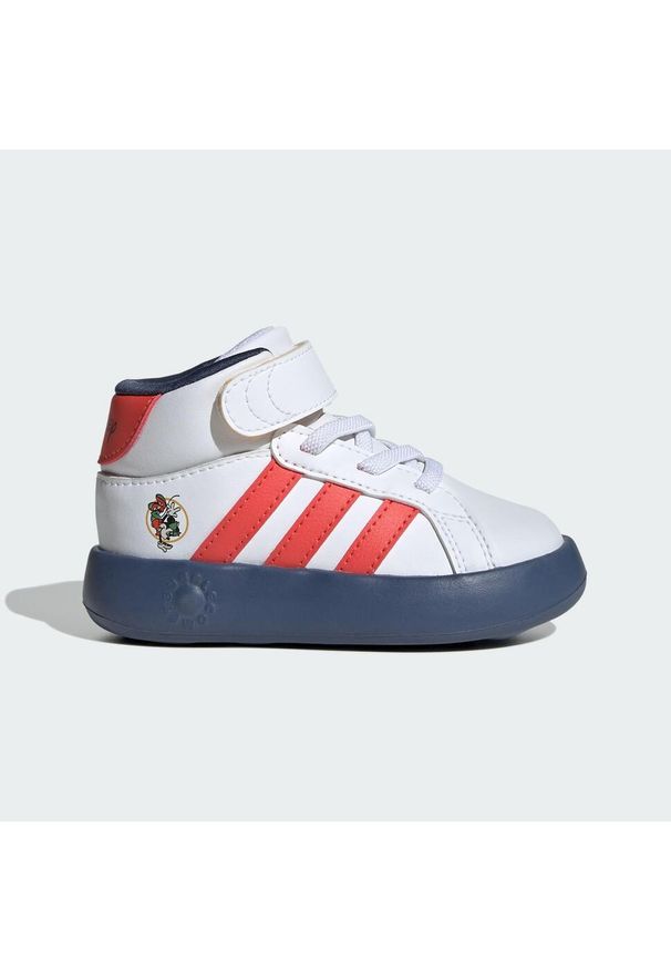 Adidas - Buty adidas x Disney Mickey and Friends Grand Court Mid Kids. Kolor: biały, czerwony, wielokolorowy, niebieski. Materiał: materiał. Wzór: motyw z bajki