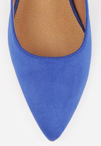 Born2be - Niebieskie Sandały Vices na Obcasie ze Skórzaną Wkładką i Metalicznym Wzorem Sesenora. Okazja: na co dzień. Zapięcie: sprzączka. Kolor: niebieski. Materiał: skóra. Obcas: na obcasie. Styl: casual. Wysokość obcasa: średni #9