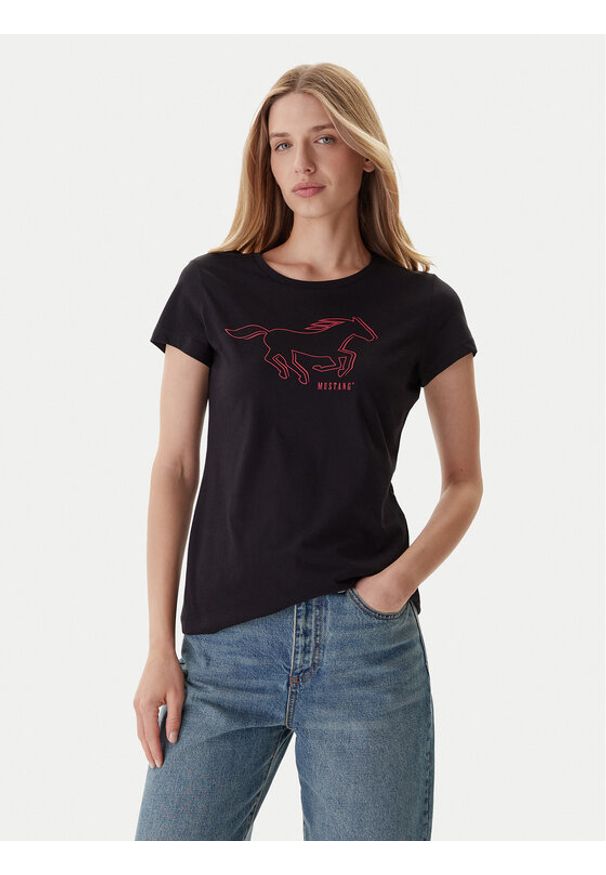 Mustang T-Shirt Loa 1016753 Czarny Slim Fit. Kolor: czarny. Materiał: bawełna