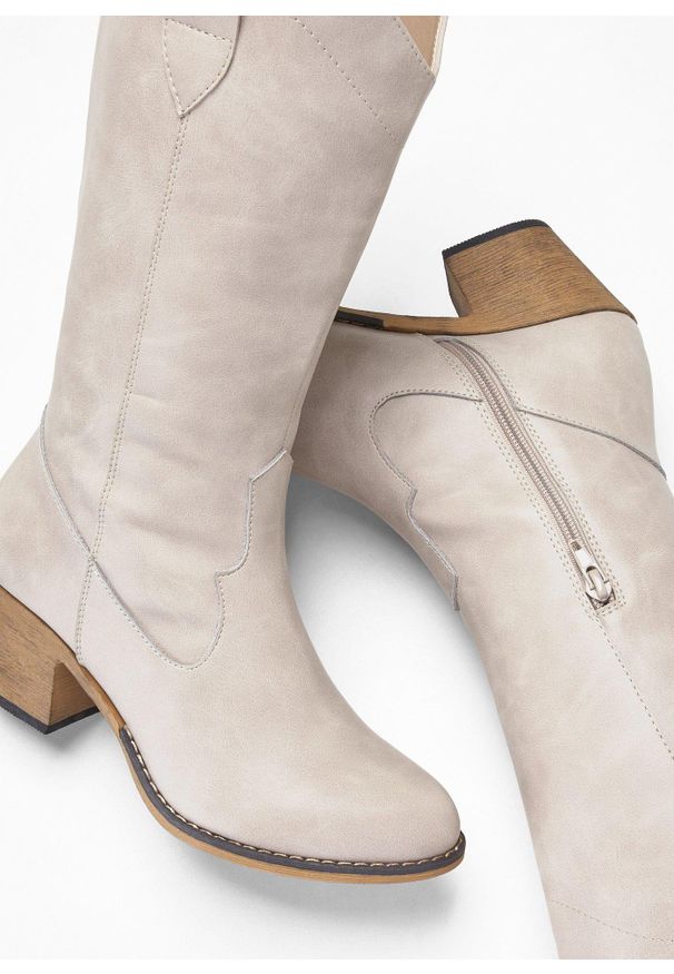 bonprix - Kozaki kowbojki. Kolor: brązowy