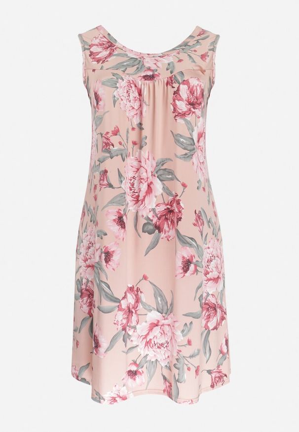 Born2be - Różowa Trapezowa Sukienka Midi w Kwiaty Lexani. Okazja: na co dzień. Kolor: różowy. Długość rękawa: bez rękawów. Wzór: kwiaty. Typ sukienki: trapezowe. Styl: casual. Długość: midi