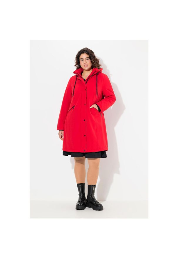 ULLA POPKEN - Damskie HYPRAR kurtka funkcyjna wodoodporna stójka kaptur. Typ kołnierza: kołnierzyk stójkowy. Kolekcja: plus size. Kolor: czerwony. Materiał: materiał, poliester, elastan. Sport: turystyka piesza