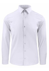 Koszula Męska, Elegancka o Regularnym Kroju - Victorio - Biała. Okazja: na co dzień. Kolor: biały. Materiał: elastan, bawełna. Długość rękawa: długi rękaw. Długość: długie. Styl: elegancki #1