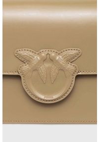 Pinko torebka skórzana kolor beżowy. Kolor: beżowy. Materiał: skórzane #3