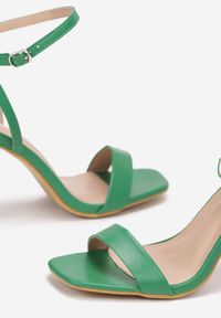 Renee - Zielone Sandały z Kwadratowym Noskiem na Szpilce Reynolia. Kolor: zielony. Obcas: na szpilce #4
