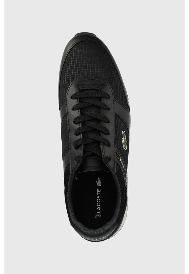 Lacoste sneakersy MENERVA SPORT 0121 1 kolor czarny. Nosek buta: okrągły. Zapięcie: sznurówki. Kolor: czarny. Materiał: guma. Sport: bieganie