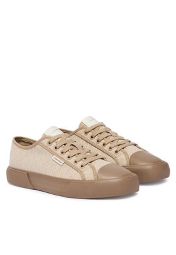 Calvin Klein Trampki Vulc Low Laceup Aop Canvas HW0HW03142 Beżowy. Kolor: beżowy. Materiał: materiał