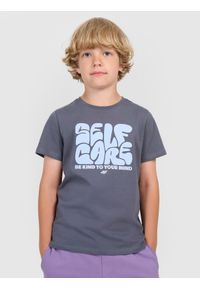 4f - 4F T-shirt regular z nadrukiem chłopięcy - szary 152 (11-12 lat). Okazja: na co dzień. Kolor: szary. Wzór: nadruk. Sezon: lato. Styl: casual #1
