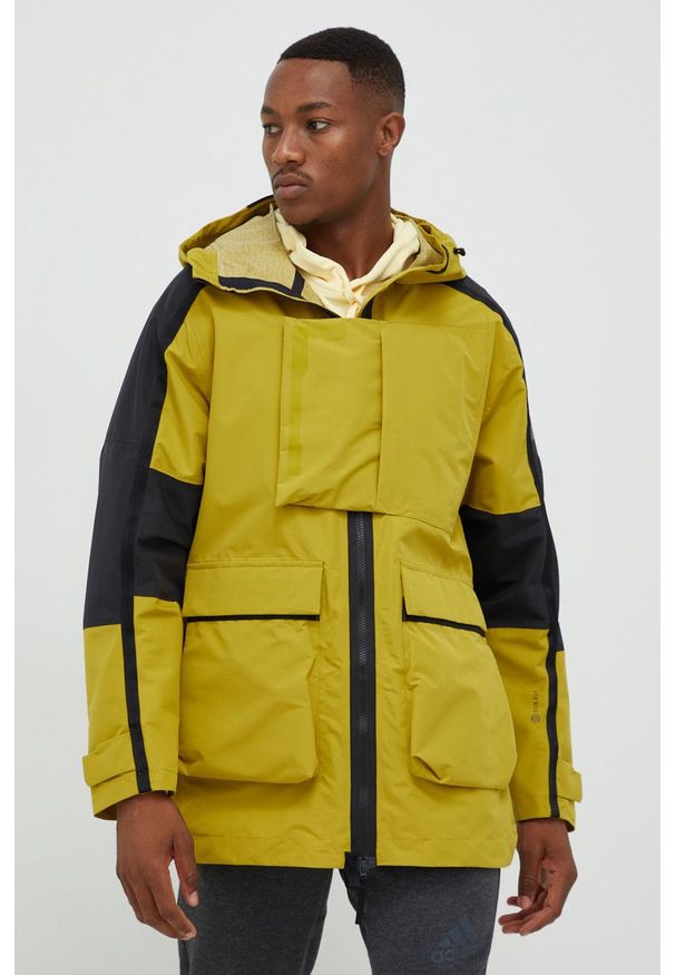 adidas Performance kurtka outdoorowa Xploric kolor zielony. Kolor: zielony. Materiał: tkanina, poliester, materiał. Wzór: ze splotem
