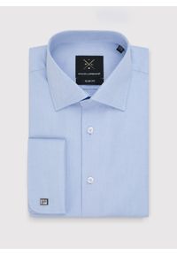 Pako Lorente - PAKO LORENTE – Niebieska bawełniana koszula męska na spinki. Kolor: niebieski. Materiał: bawełna. Długość rękawa: długi rękaw. Długość: długie #3