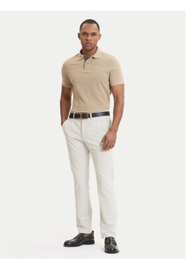 Barbour Polo Tartan MML0012ST39 Beżowy Tailored Fit. Typ kołnierza: polo. Kolor: beżowy. Materiał: bawełna