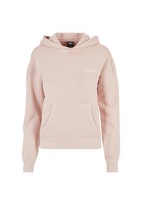 Sweat bluza frotte z kapturem z małym haftem kobieta Urban Classics. Typ kołnierza: kaptur. Kolor: różowy. Wzór: haft #1
