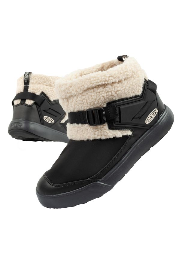 keen - Buty śniegowce damskie Keen Hoodromeo Mini. Kolor: czarny. Materiał: skóra ekologiczna, materiał. Szerokość cholewki: normalna. Sport: turystyka piesza