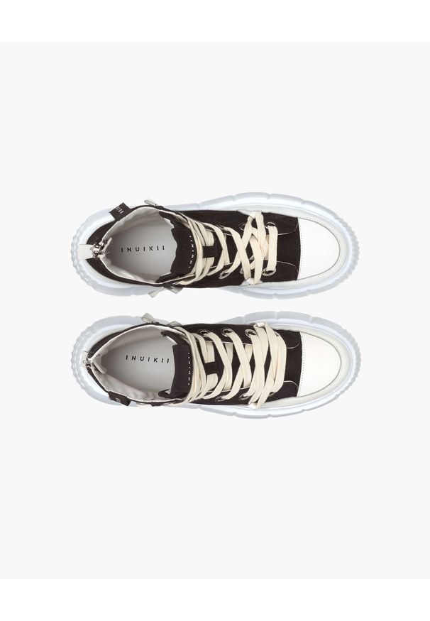 Inuikii - INUIKII MATILDA CANVAS HIGH Sneakersy damskie. Okazja: na spacer, na co dzień. Wysokość cholewki: przed kolano. Kolor: czarny. Materiał: guma, materiał. Szerokość cholewki: normalna. Sezon: lato. Sport: turystyka piesza