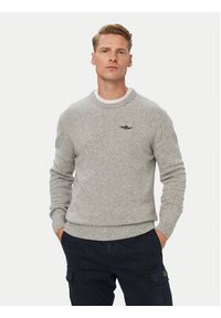 Aeronautica Militare Sweter 262MA1645UL00924 Szary Regular Fit. Kolor: szary. Materiał: wełna #4