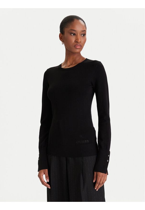 Guess Sweter Elinor W2YR30 Z2V62 Czarny Regular Fit. Kolor: czarny. Materiał: wiskoza