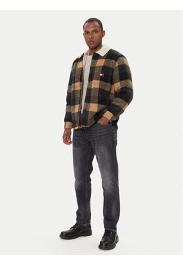 Tommy Jeans Kurtka przejściowa Check Teddy DM0DM22010 Beżowy Regular Fit. Kolor: beżowy. Materiał: syntetyk