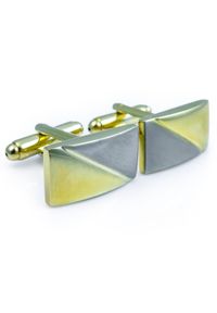 Modini - Prostokątne srebrno-złote spinki do mankietów N96. Kolor: srebrny, złoty, wielokolorowy #1