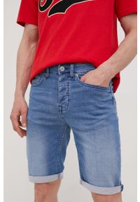 Lee Cooper szorty jeansowe męskie. Kolor: niebieski. Materiał: jeans