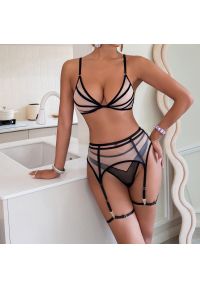 Intica - Komplet bielizny z paseczkami na romantyczne wieczory Rositta. Kolor: czarny. Materiał: materiał #2