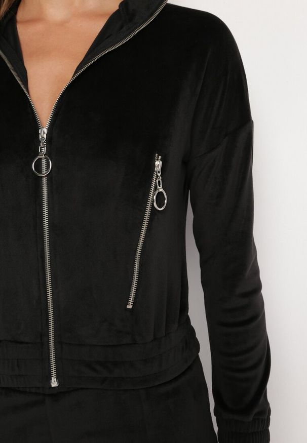 Born2be - Czarny 2-częściowy Komplet Dresowy z Bluzą i Spodniami Stellarina. Kolor: czarny. Materiał: dresówka