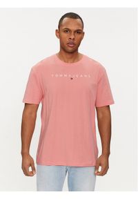 Tommy Jeans T-Shirt Linear Logo DM0DM17993 Różowy Regular Fit. Kolor: różowy. Materiał: bawełna #1