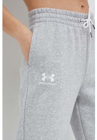 Under Armour spodnie dresowe kolor szary gładkie. Stan: podwyższony. Kolor: szary. Materiał: dresówka. Wzór: gładki #2