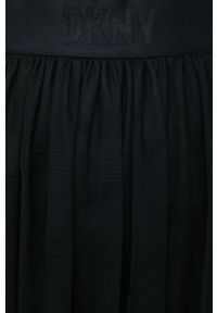 DKNY - Dkny spódnica kolor czarny midi rozkloszowana. Kolor: czarny. Materiał: tkanina. Wzór: gładki #4