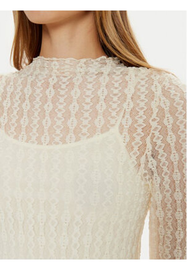 Vila Sukienka dzianinowa Selina 14106328 Écru Regular Fit. Materiał: syntetyk