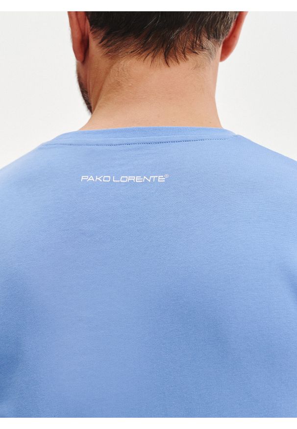 Pako Lorente - PAKO LORENTE – Bawełniany niebieski t-shirt. Okazja: na co dzień. Kolor: oliwkowy, żółty, niebieski. Materiał: bawełna. Styl: casual