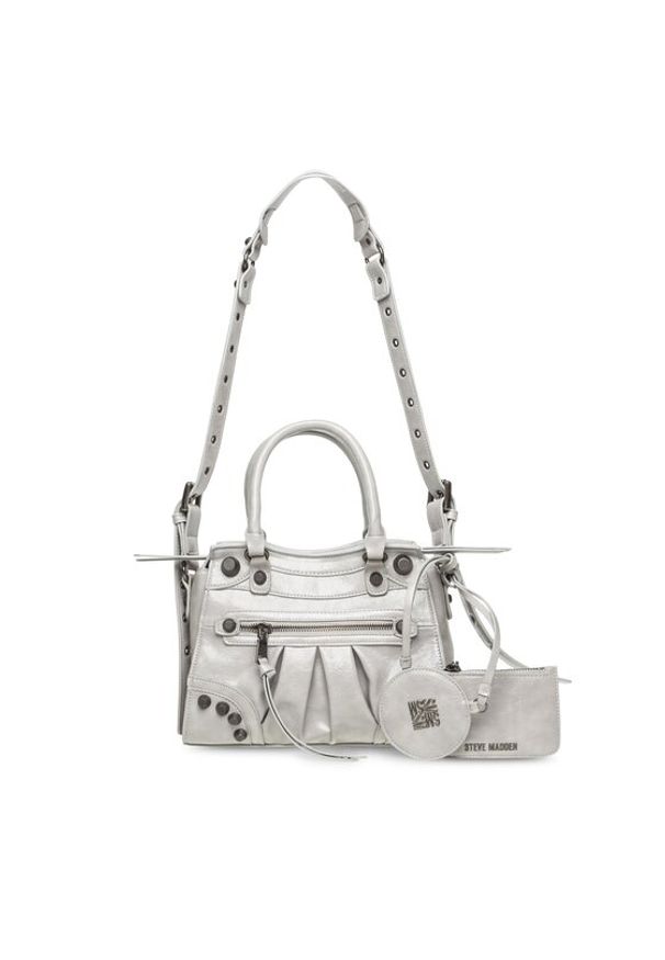 Steve Madden Torebka Bcelia Crossbody SM13000975-02002-GRY Szary. Kolor: szary. Materiał: skórzane