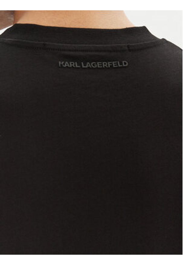 Karl Lagerfeld - KARL LAGERFELD T-Shirt 755021 552224 Czarny Regular Fit. Typ kołnierza: dekolt w karo. Kolor: czarny. Materiał: bawełna