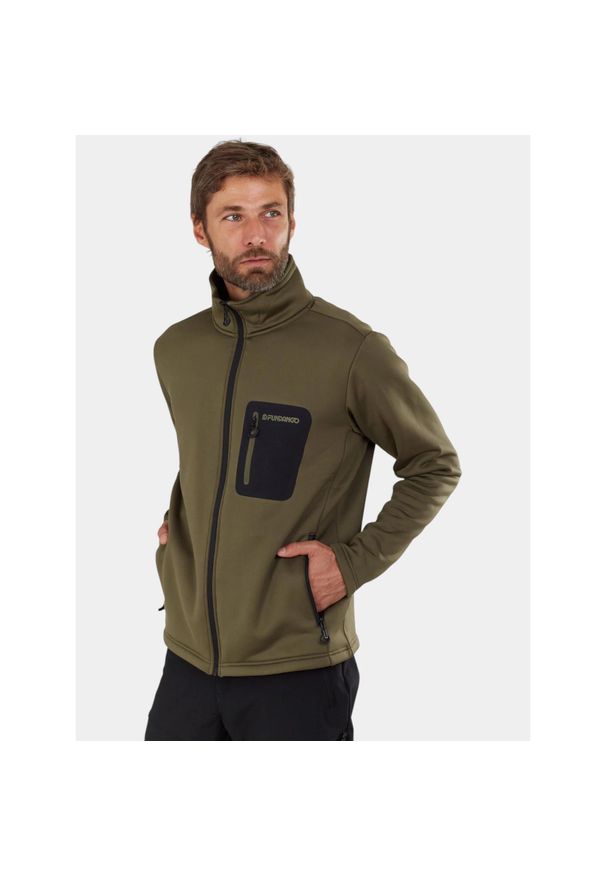 FUNDANGO - Sweter Męski Fundango Revolution. Kolor: zielony. Materiał: polar, materiał. Sport: turystyka piesza