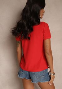Renee - Czerwony Bawełniany T-shirt Typu Polo Arsenllia. Okazja: na co dzień. Typ kołnierza: polo. Kolor: czerwony. Materiał: bawełna. Styl: elegancki, casual, klasyczny #3