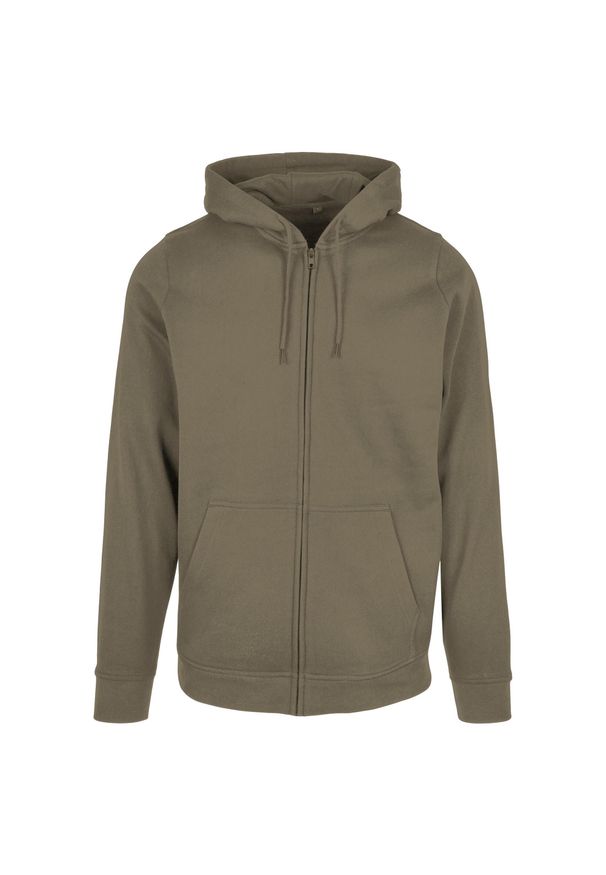 BUILD YOUR BRAND - Bluza Z Kapturem Unisex Dla Dorosłych Pełen Suwak Basic. Typ kołnierza: kaptur. Kolor: zielony