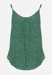 Born2be - Zielony Bawełniany Top w Kropki Naphea. Okazja: na co dzień. Kolor: zielony. Materiał: bawełna. Długość rękawa: na ramiączkach. Wzór: kropki. Styl: casual #3