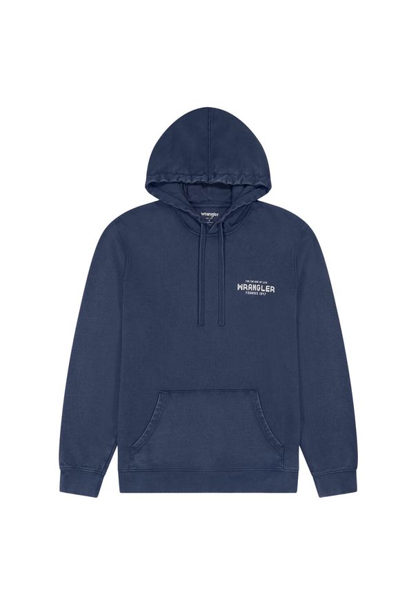 Wrangler - WRANGLER MĘSKA BLUZA GRAPHIC HOODIE NAVY 112350540 W671011976. Typ kołnierza: kaptur